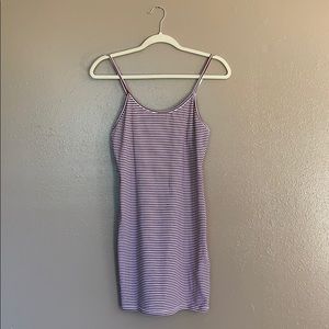 Mini burgundy and white striped dress